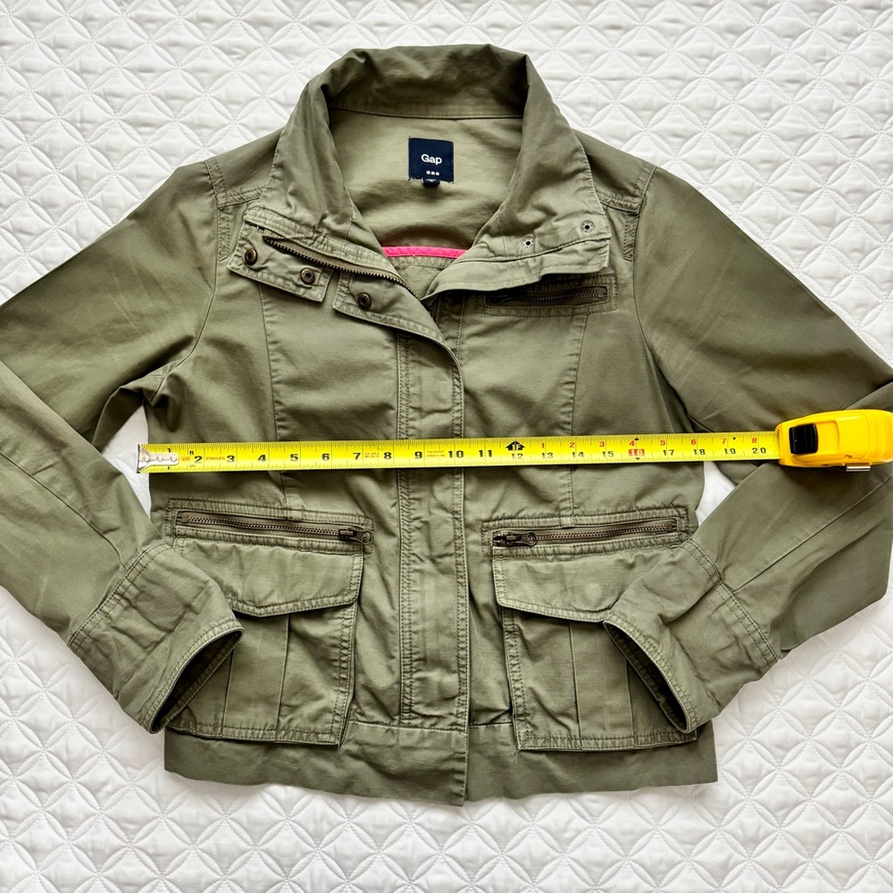 GAP Utility Full Zipper Cotton Jacket Army Olive Green with Pockets Size S - Picture 5 of 16